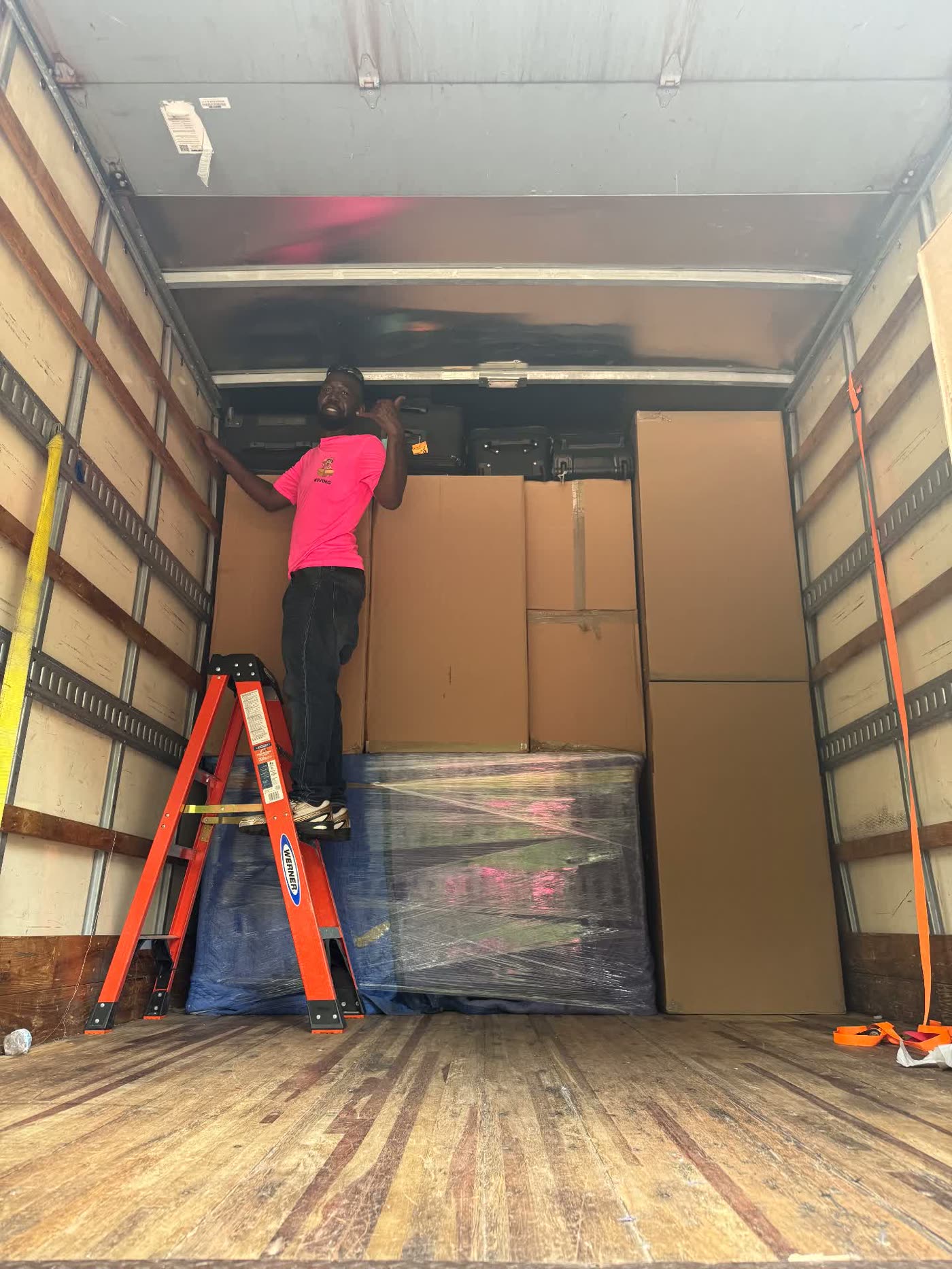EZ As Pie mover with boxes stacked floor to ceiling in the truck