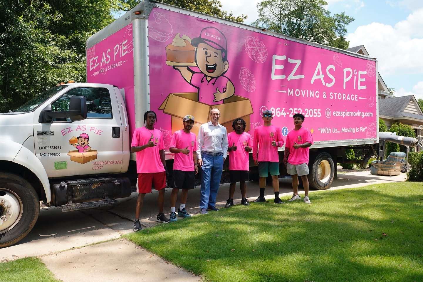 Crew with a happy customer