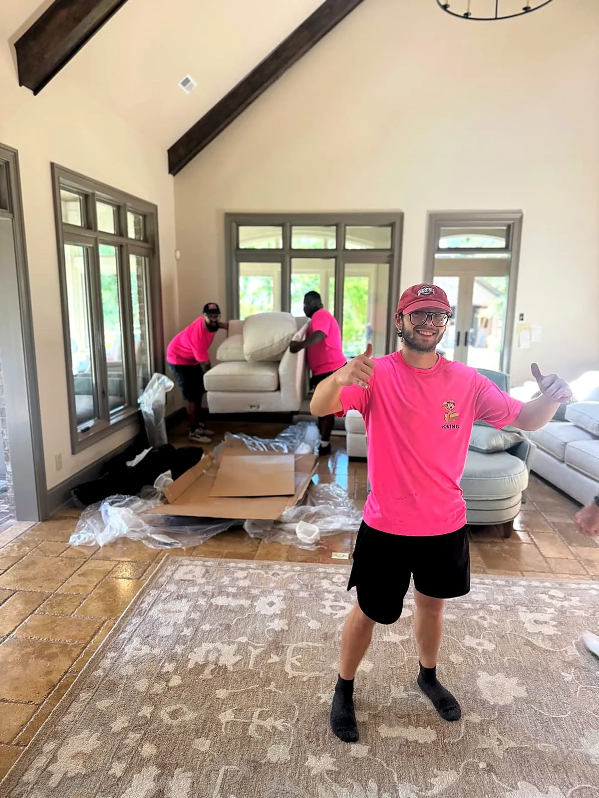 EZ As Pie crew placing furniture for an interior designer